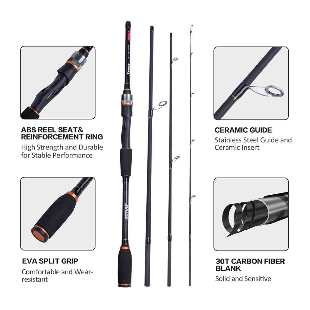 Goture Xceed 1.98-3.6m Carbon Travel Rod – Fuji Guide - Fish & Cheaps | Fishing & Outdoor Gear