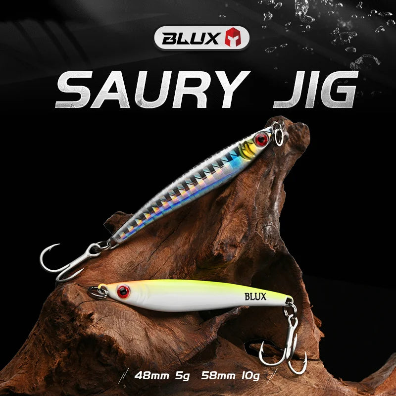 BLUX Mini SAURY 5g 10g  Jigging Spoon Long Cast Metal Jig Micro Lead Bait Saltwater Fishing Lure Artificial Tackle Mackerel Bass