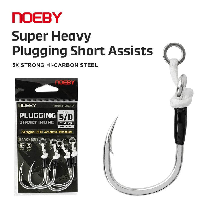 NOEBY Plugging Inline Single Assist Hook – 5X Strength Big Game Lure Hook - Fish & Cheaps | Fishing & Outdoor Gear