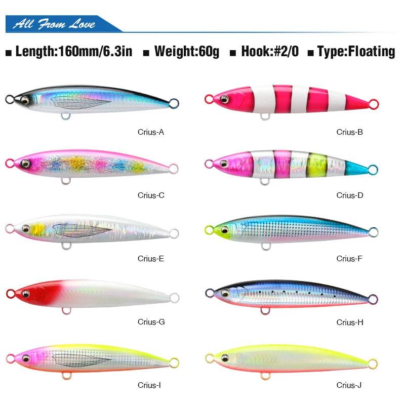 TSURINOYA CRIUS 160F Topwater Pencil Lure - Fish & Cheaps | Fishing & Outdoor Gear