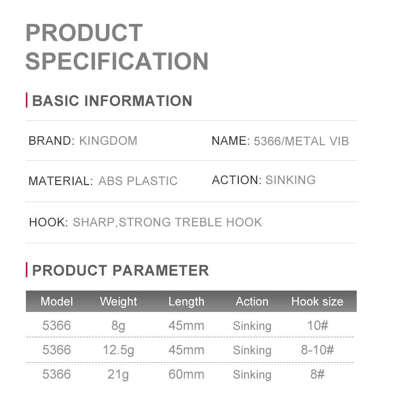 Kingdom Sinking VIB Fishing Lure – Vibrant Hard Bait Action - Fish & Cheaps | Fishing & Outdoor Gear