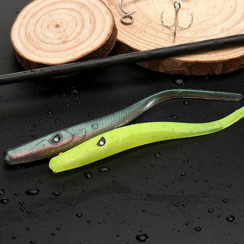 ALLBLUE Crazy Slug 130mm 6pcs/bag Soft Fishing Lure Seabass Artificial Bait Silicone Worm Shad Eel Needfish Fishing Tackle
