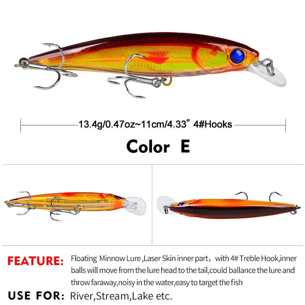 13.4g11cm Swimbaits Bass Big Fish Crankbaits Fishing Lure  Floating Depth: 0.6-1.8m Wobblers for Pike Minnow Lure Fishing Tackle