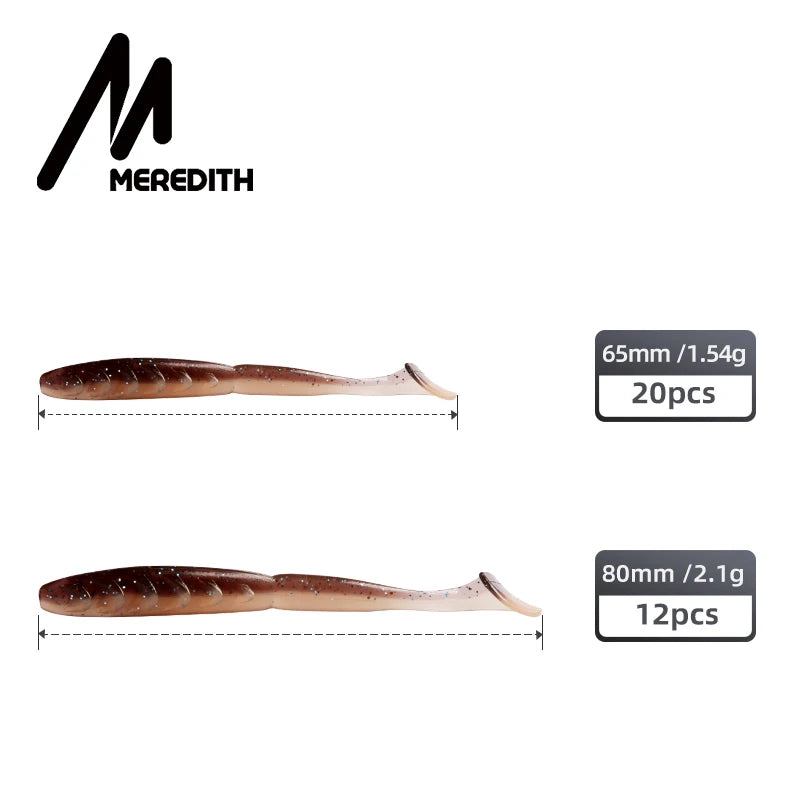 MEREDITH Crazy Shiner II Soft Lure 65mm 80mm Fishing Lure Shad Silicone Baits T-tail Wobblers Swimbait Artificial leurre souple
