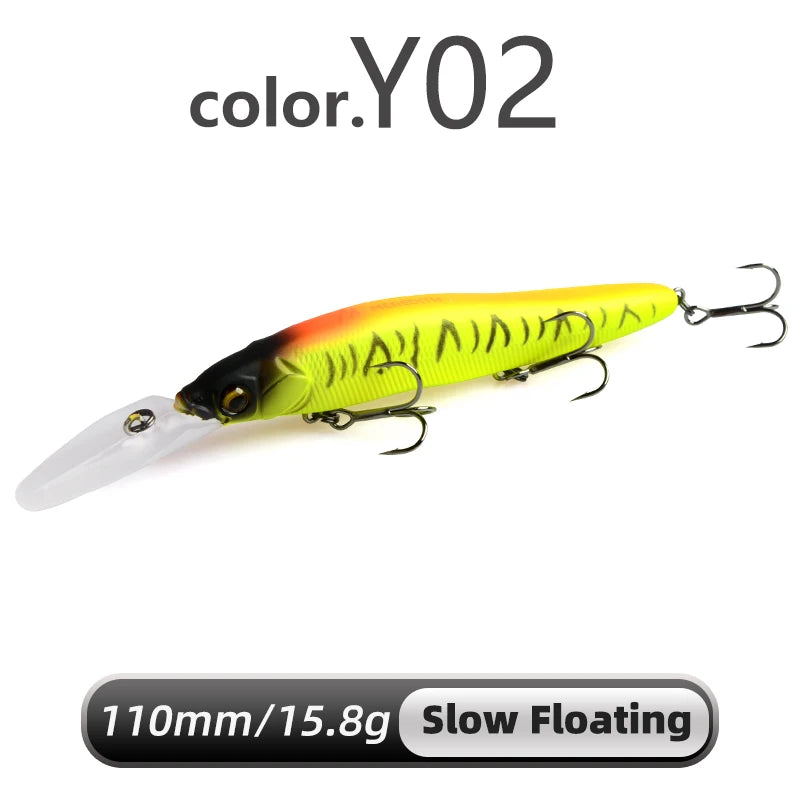 MEREDITH Minnow Wobbler Fishing Lures 110mm Artificial Hard Bait Depth 0-3m bait Jerk Bass Pike Baits Slow Sinking or Flaoting