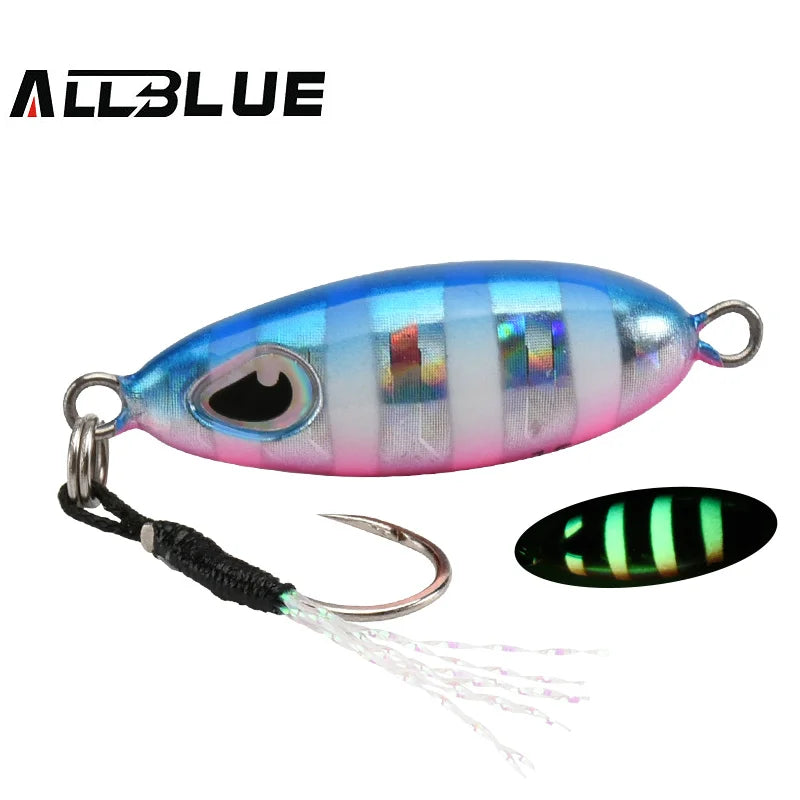 ALLBLUE Slow Drop 7G 10G 15G Micro Cast Metal Jig Shore Casting Jigging Spoon Saltwater Fishing Lure Artificial Bait Tackle