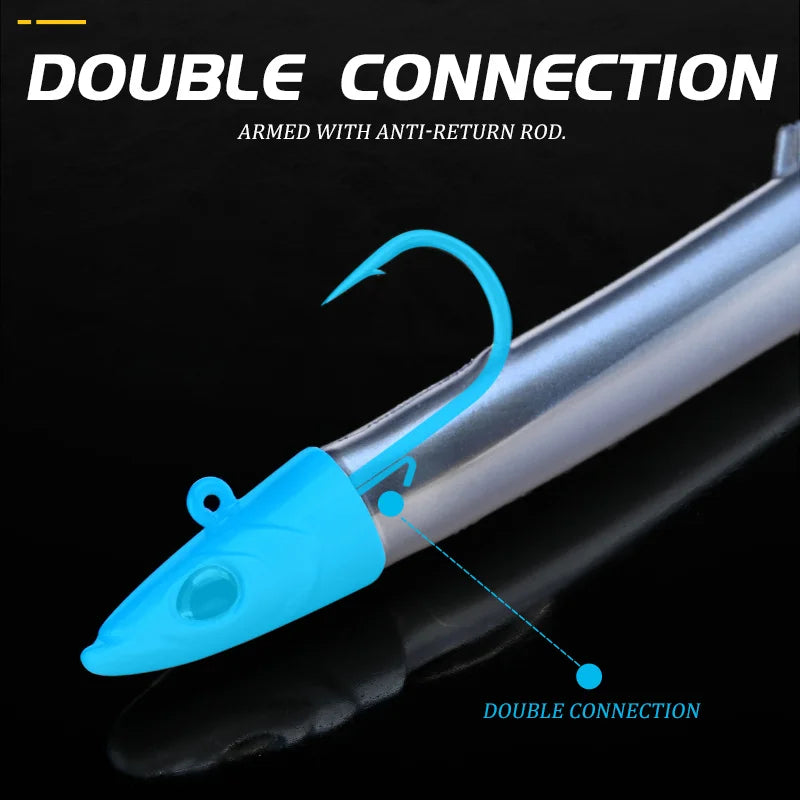 BLUX FLASH SAND EEL 14G/27G Soft Fishing Lure Tail Jig Head Hook Minnow Artificial Bait Saltwater Sea Bass Swimbait Tackle Gear