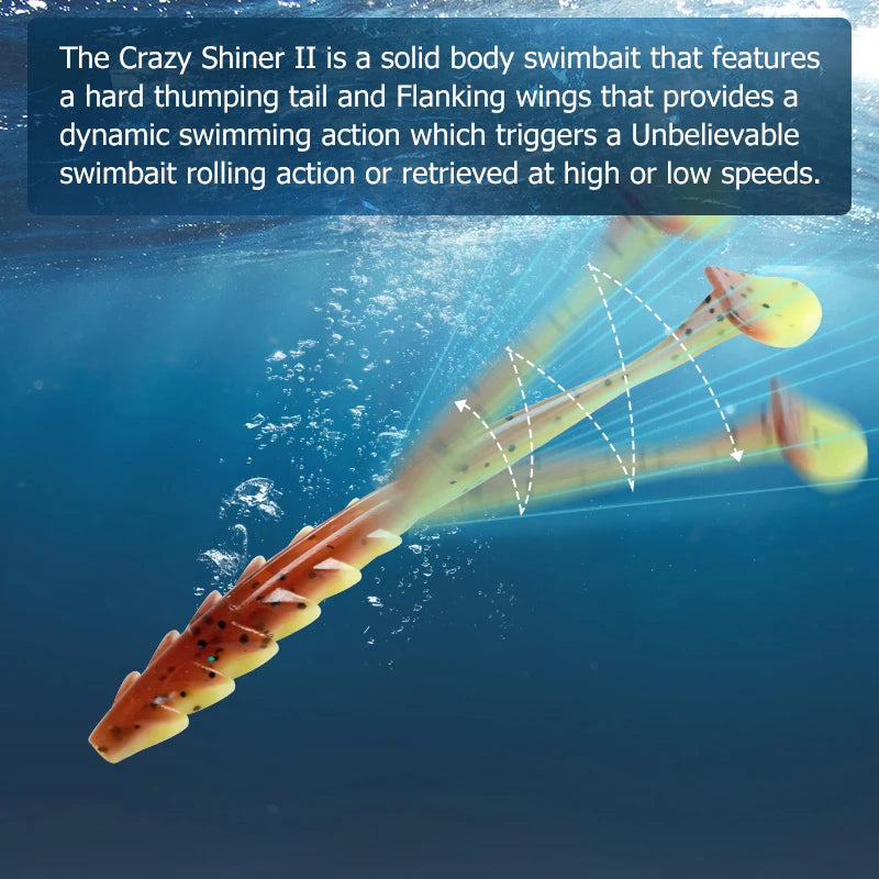 MEREDITH Crazy Shiner II Soft Lure 65mm 80mm Fishing Lure Shad Silicone Baits T-tail Wobblers Swimbait Artificial leurre souple