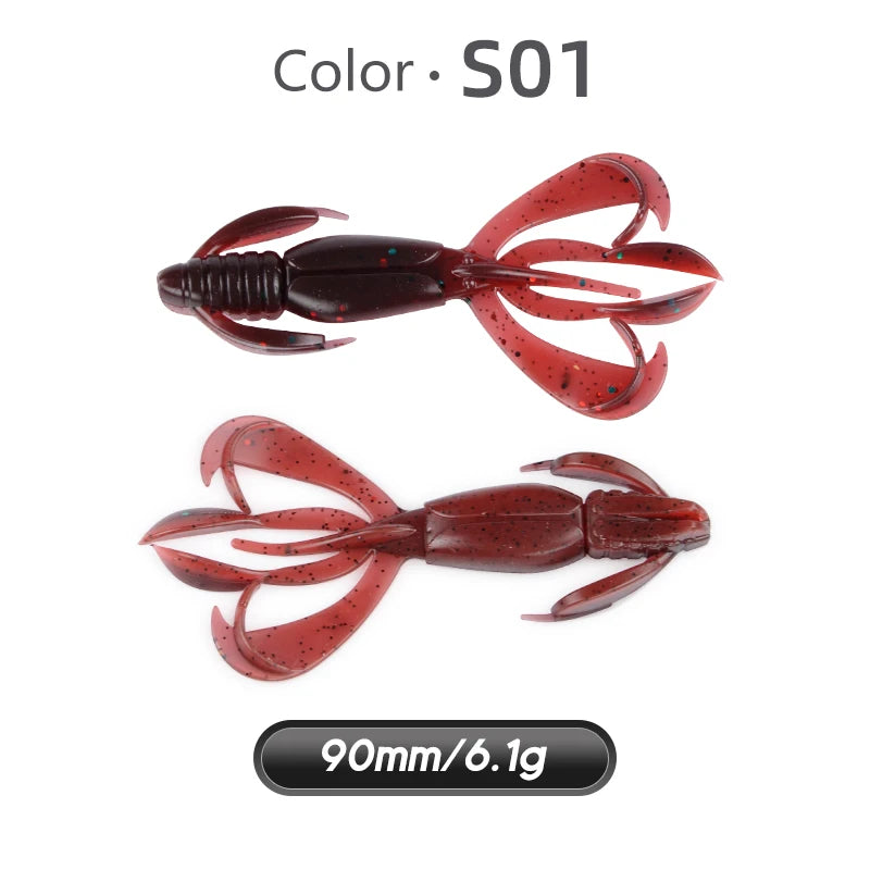 MEREDITH Fishing Lures Crazy Flapper 90mm/6.1g 10pc/Lot Craws Soft Lures Fishing Soft Bait Shrimp Bass Bait Peche Gear