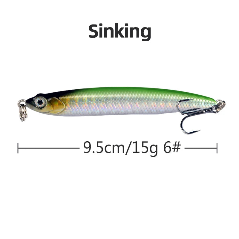 1pcs High Quality Thrill Stick Fishing Lure 8.1g 10g Sinking Pencil Long Casting Shad Minnow Artificial Bait Pike Lures