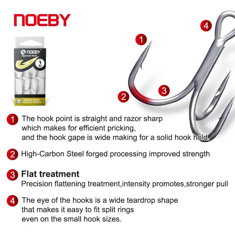 Noeby High Carbon Steel Treble Hooks - Fish & Cheaps | Fishing & Outdoor Gear