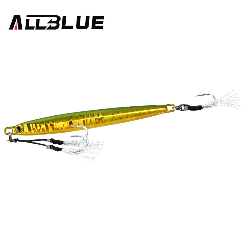ALLBLUE SLOWER Long Metal Jig Fishing Lure Slow Cast Jigging Spoon 20G 30G 40G 60G Artificial Shore Metal Bait Sea Tackle