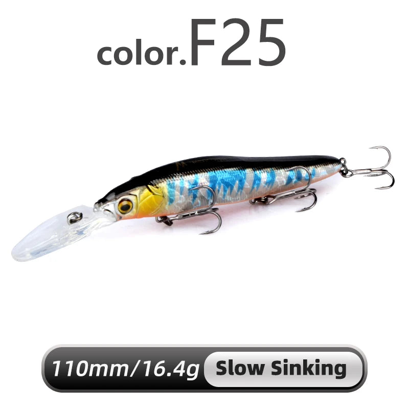 MEREDITH Minnow Wobbler Fishing Lures 110mm Artificial Hard Bait Depth 0-3m bait Jerk Bass Pike Baits Slow Sinking or Flaoting