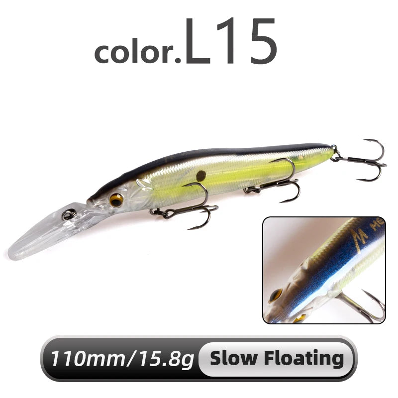 MEREDITH Minnow Wobbler Fishing Lures 110mm Artificial Hard Bait Depth 0-3m bait Jerk Bass Pike Baits Slow Sinking or Flaoting