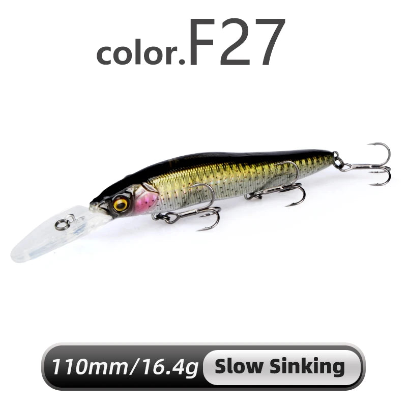 MEREDITH Minnow Wobbler Fishing Lures 110mm Artificial Hard Bait Depth 0-3m bait Jerk Bass Pike Baits Slow Sinking or Flaoting