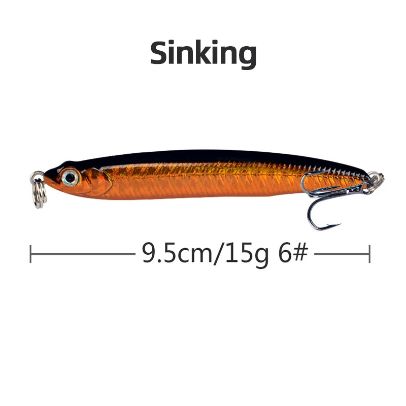 1pcs High Quality Thrill Stick Fishing Lure 8.1g 10g Sinking Pencil Long Casting Shad Minnow Artificial Bait Pike Lures