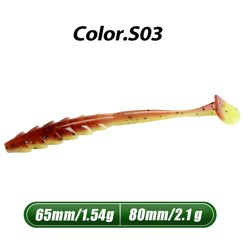 MEREDITH Crazy Shiner II Soft Lure 65mm 80mm Fishing Lure Shad Silicone Baits T-tail Wobblers Swimbait Artificial leurre souple