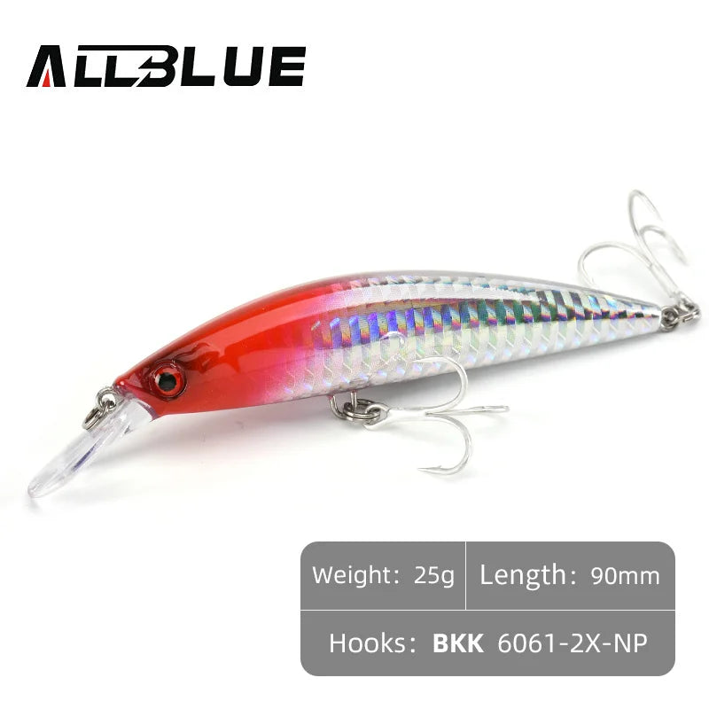 ALLBLUE Heavy Weight Minnow 90mm/110mm Sinking Jerkbait Longcast Fishing Lure Saltwater Sea Bass Plastic Artificial Bait Tackle