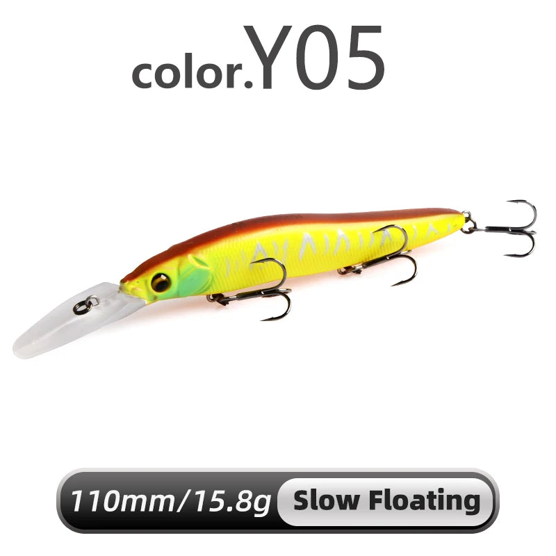 MEREDITH Minnow Wobbler Fishing Lures 110mm Artificial Hard Bait Depth 0-3m bait Jerk Bass Pike Baits Slow Sinking or Flaoting