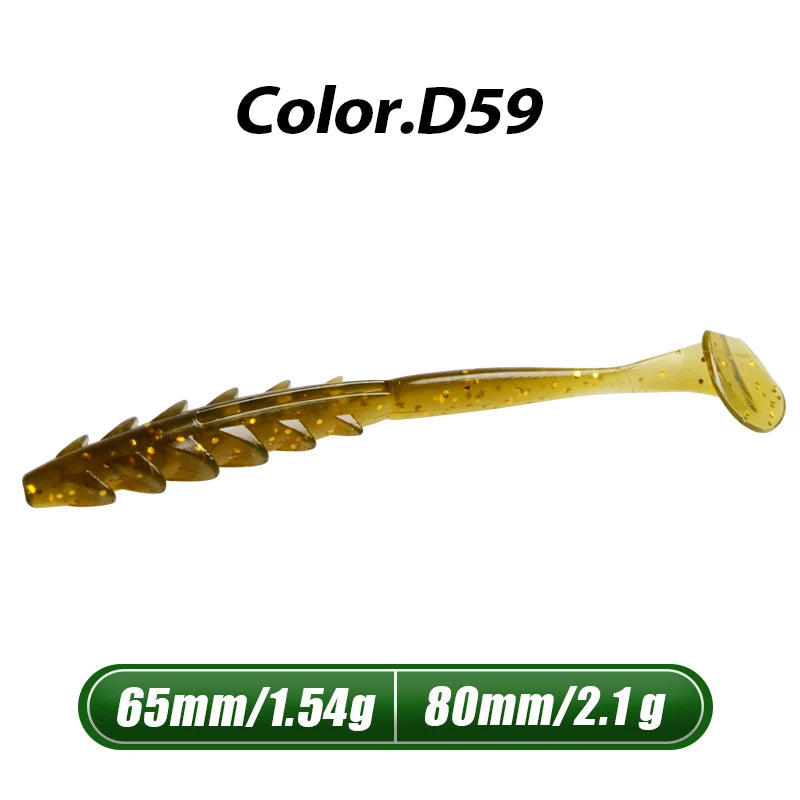 MEREDITH Crazy Shiner II Soft Lure 65mm 80mm Fishing Lure Shad Silicone Baits T-tail Wobblers Swimbait Artificial leurre souple