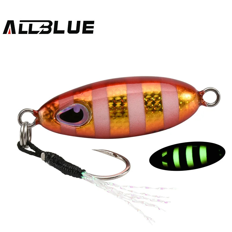 ALLBLUE Slow Drop 7G 10G 15G Micro Cast Metal Jig Shore Casting Jigging Spoon Saltwater Fishing Lure Artificial Bait Tackle