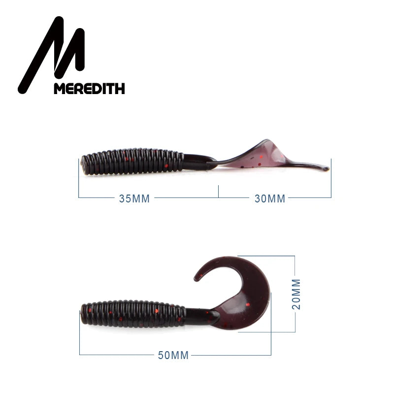 MEREDITH Fishing Soft Lures 50mm 1.26g 20pcs Grub Artificial Soft Bait Predator Tackle Soft Fishing Lure Worm Wobbles