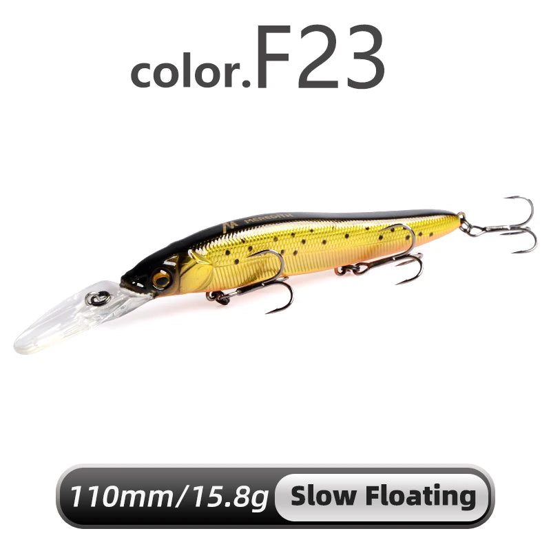 MEREDITH Minnow Wobbler Fishing Lures 110mm Artificial Hard Bait Depth 0-3m bait Jerk Bass Pike Baits Slow Sinking or Flaoting