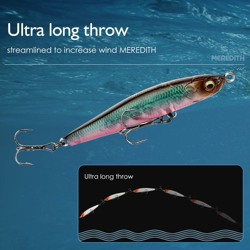 MEREDITH Jerk Pencil Sinking Fishing Lure Wobbler Bass Fish Tackle Lures Fishing Accessories Saltwater Lures Trolling Fish Bait