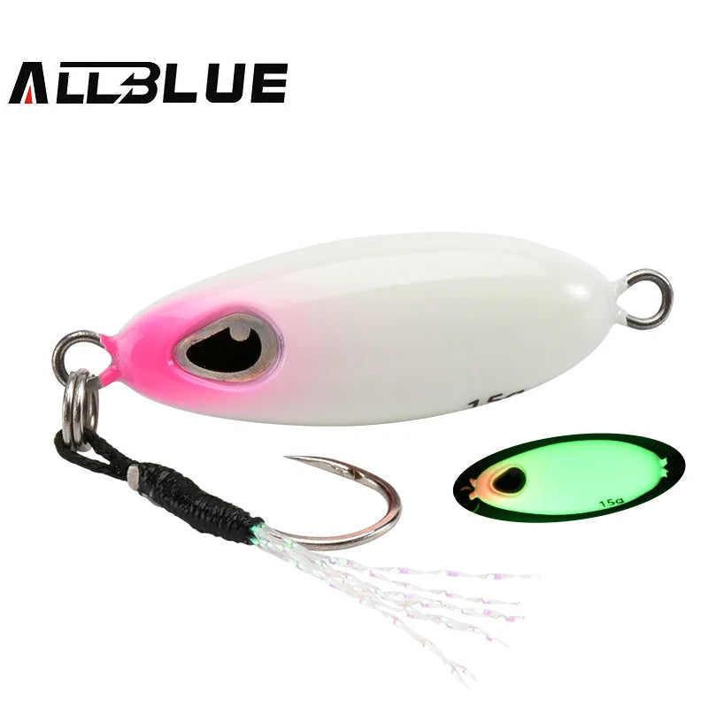 ALLBLUE Slow Drop 7G 10G 15G Micro Cast Metal Jig Shore Casting Jigging Spoon Saltwater Fishing Lure Artificial Bait Tackle