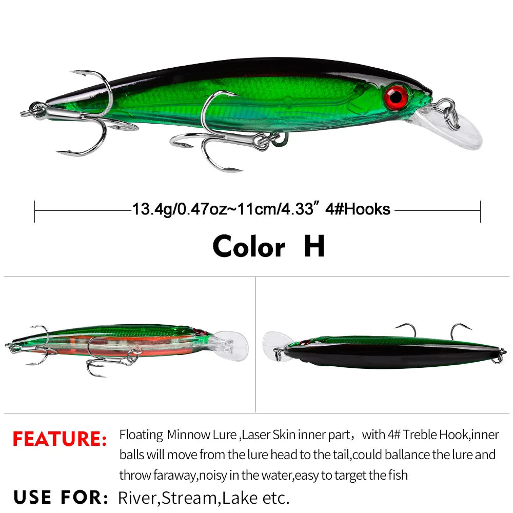 13.4g11cm Swimbaits Bass Big Fish Crankbaits Fishing Lure  Floating Depth: 0.6-1.8m Wobblers for Pike Minnow Lure Fishing Tackle