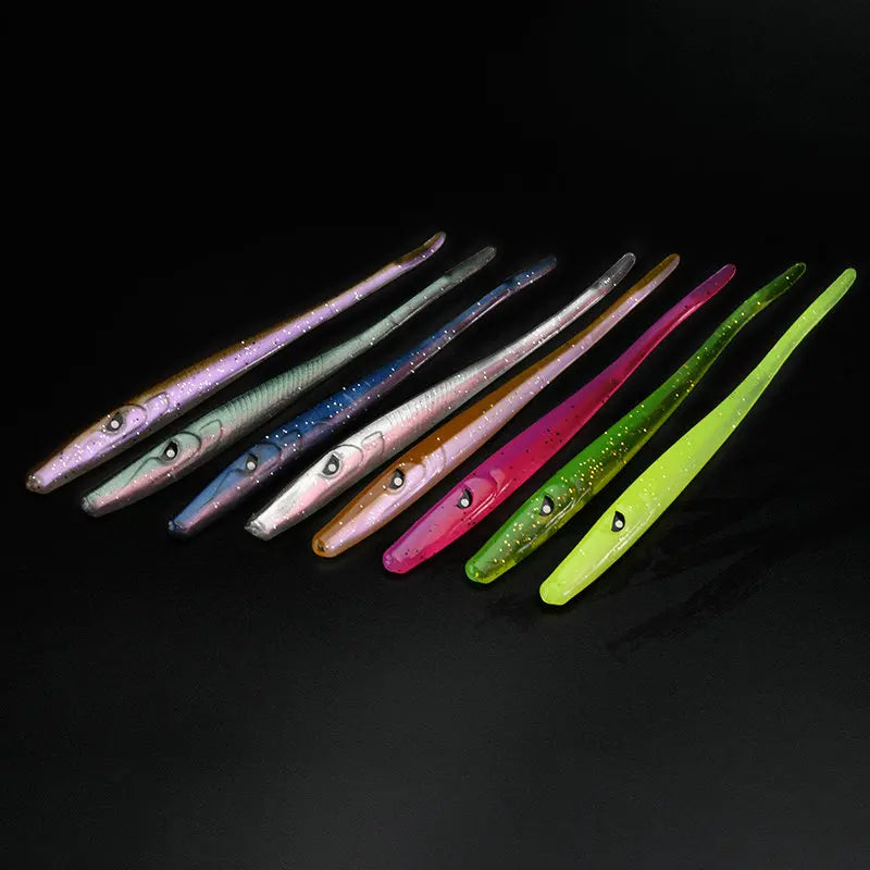 ALLBLUE Crazy Slug 130mm 6pcs/bag Soft Fishing Lure Seabass Artificial Bait Silicone Worm Shad Eel Needfish Fishing Tackle