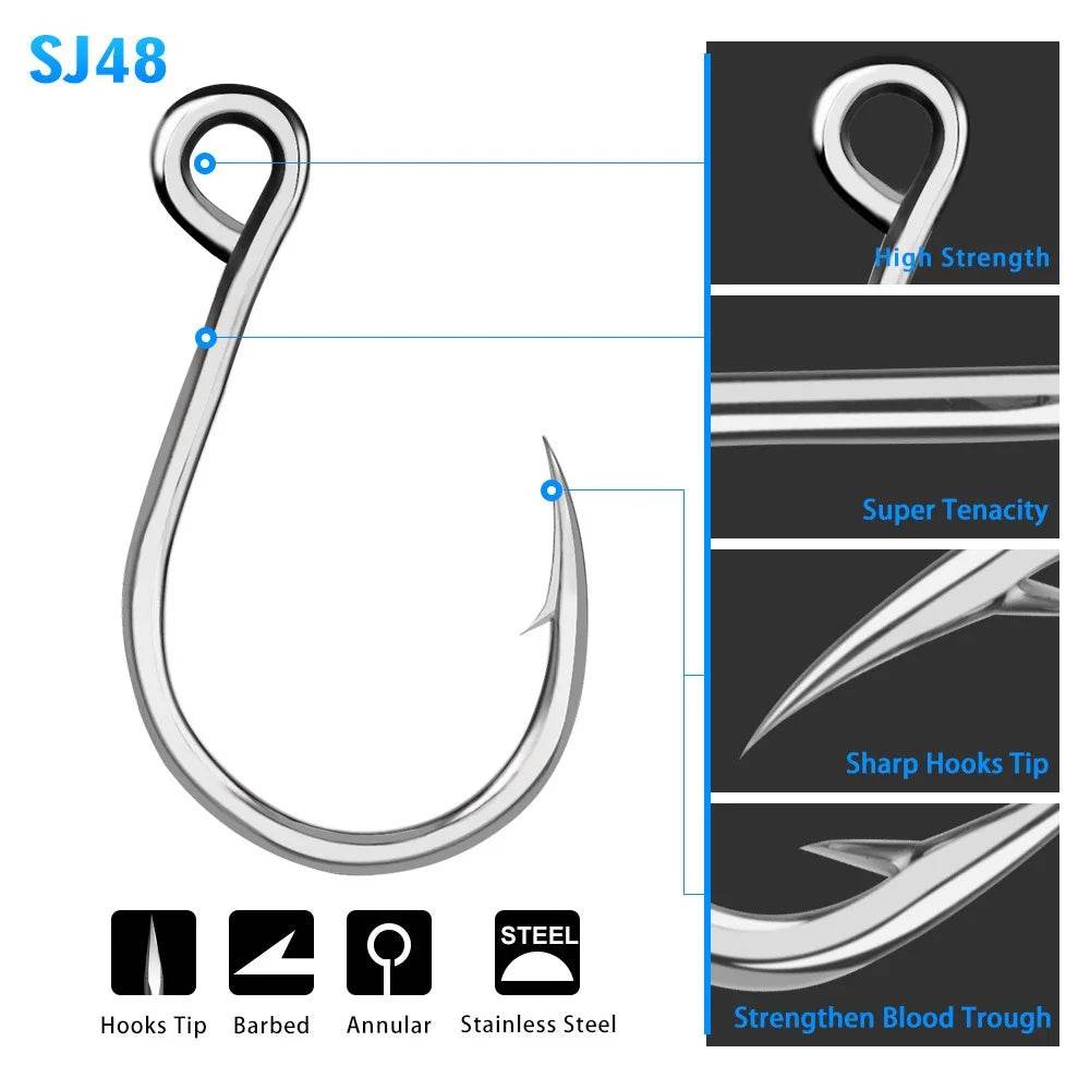 PROBEROS 20pcs Seawater Inline Big Eye Hooks - Fish & Cheaps | Fishing & Outdoor Gear