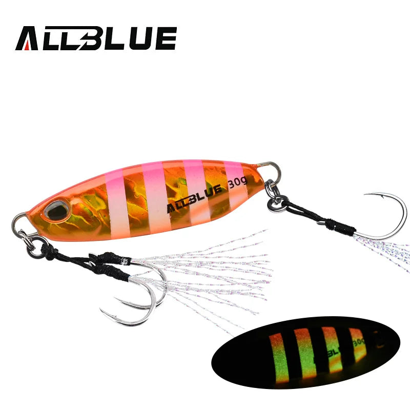 ALLBLUE New DRAGER SLOW Cast Metal Jig Fishing Lure Jigging Spoon 20G 30G Artificial Bait Shore Casting Jig Fishing Tackle