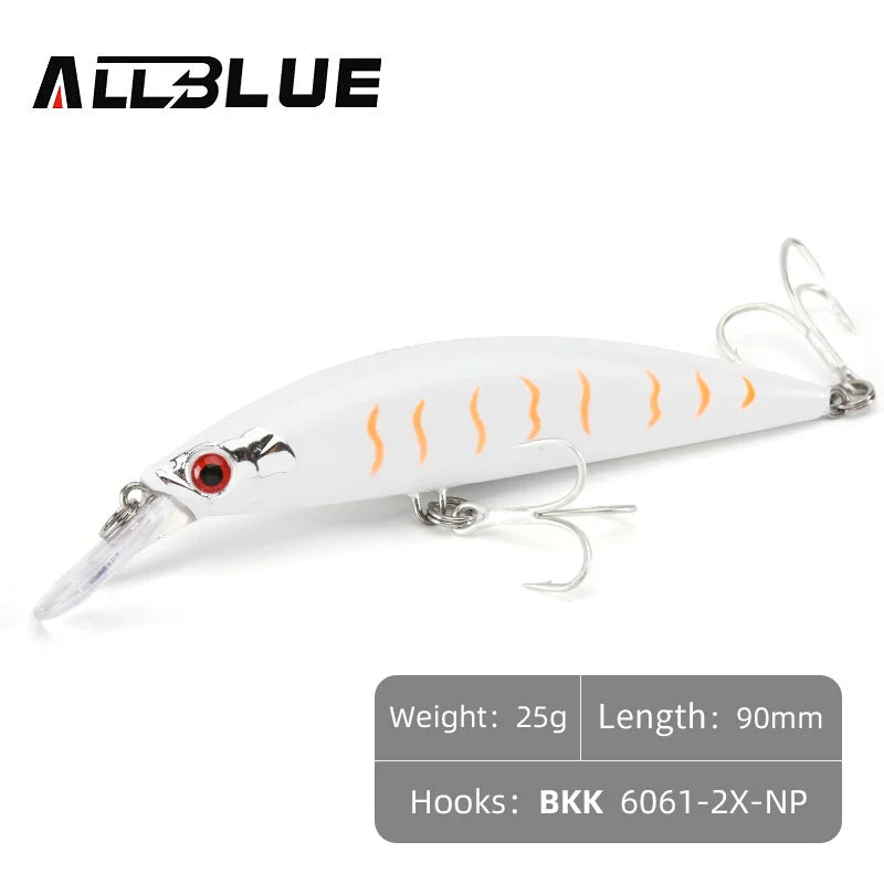 ALLBLUE Heavy Weight Minnow 90mm/110mm Sinking Jerkbait Longcast Fishing Lure Saltwater Sea Bass Plastic Artificial Bait Tackle
