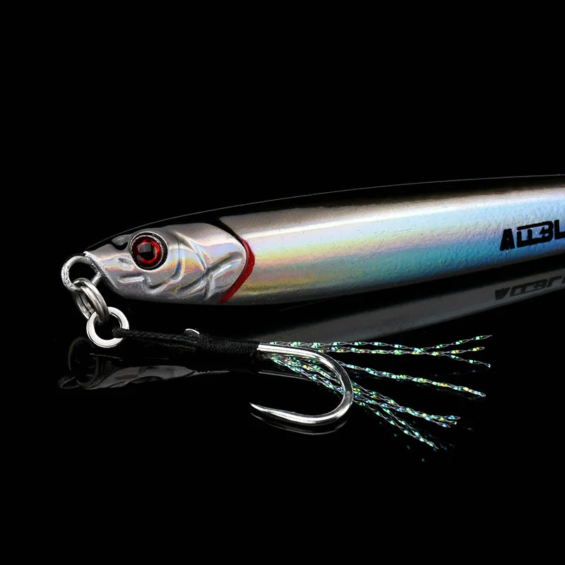 ALLBLUE 3D Minnow Metal Casting Jig Spoon 20G 40G Off Shore Drag Cast Jigging Artificial Bait Sea Bass Lure Fishing Tackle
