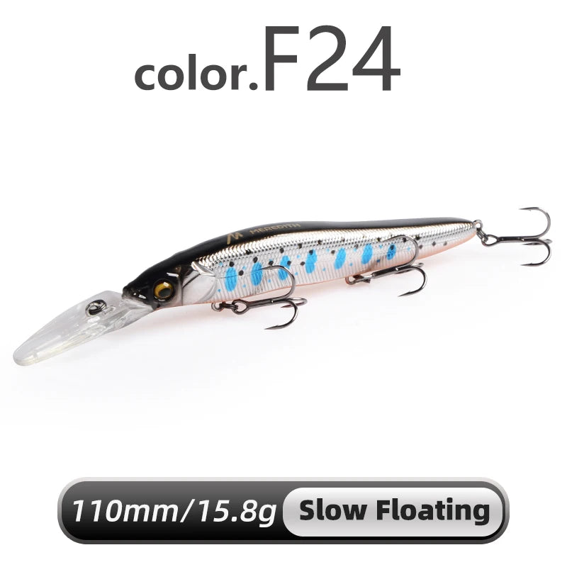 MEREDITH Minnow Wobbler Fishing Lures 110mm Artificial Hard Bait Depth 0-3m bait Jerk Bass Pike Baits Slow Sinking or Flaoting