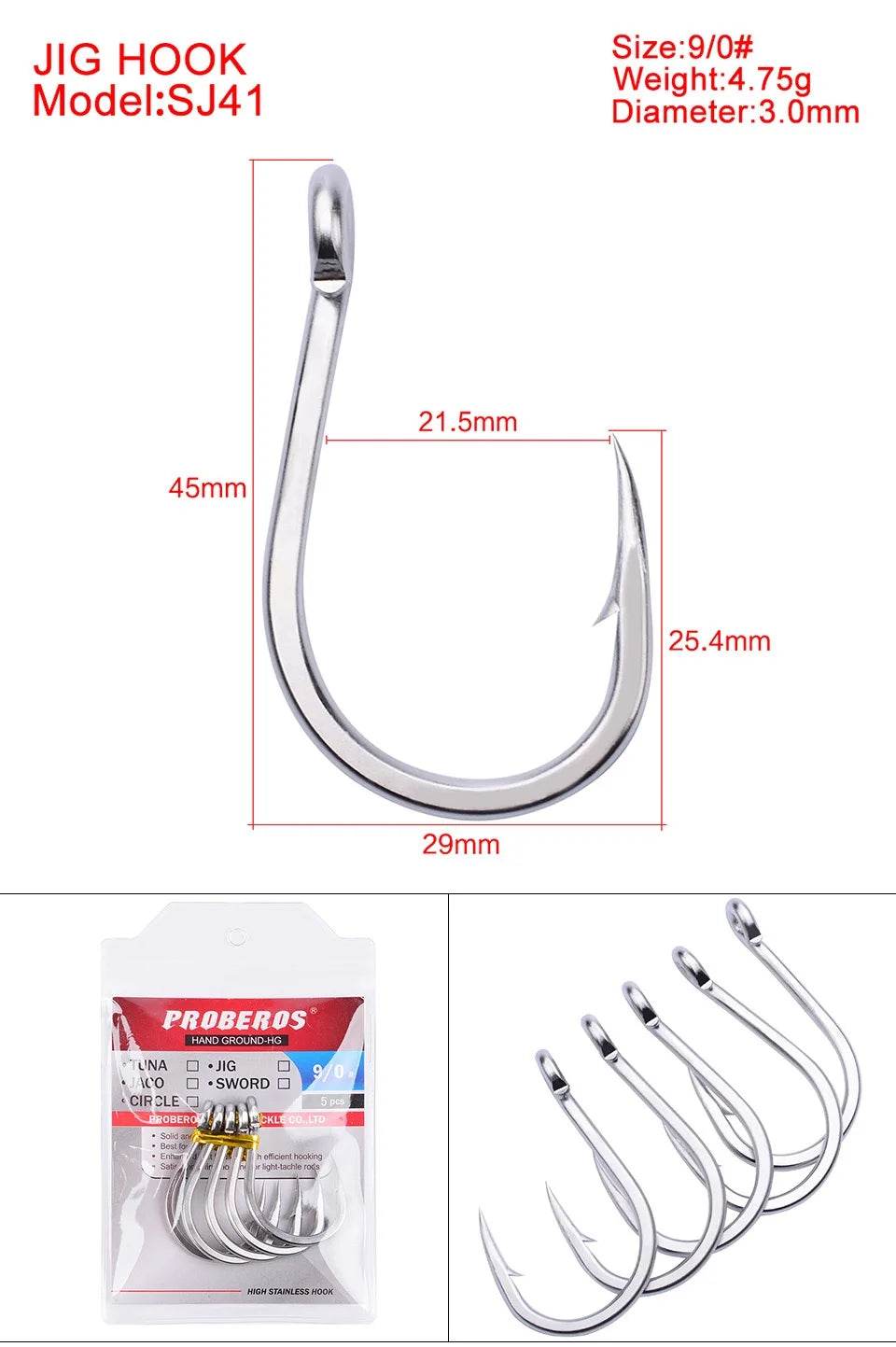 PROBEROS Large Stainless Steel Sea Hook - Fish & Cheaps | Fishing & Outdoor Gear