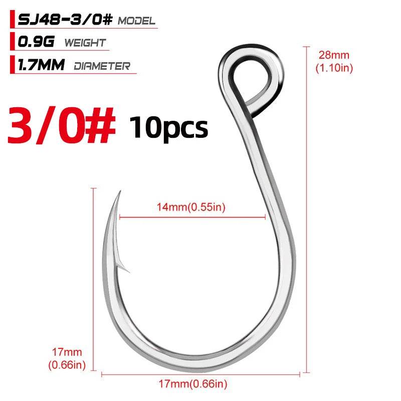 PROBEROS 20pcs Seawater Inline Big Eye Hooks - Fish & Cheaps | Fishing & Outdoor Gear