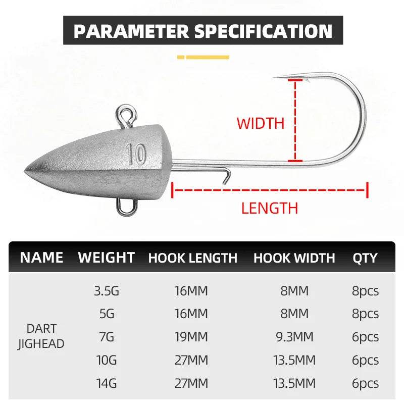 BLUX Dart Jighead Fishhooks – Versatile Weighted Lure Hooks - Fish & Cheaps | Fishing & Outdoor Gear