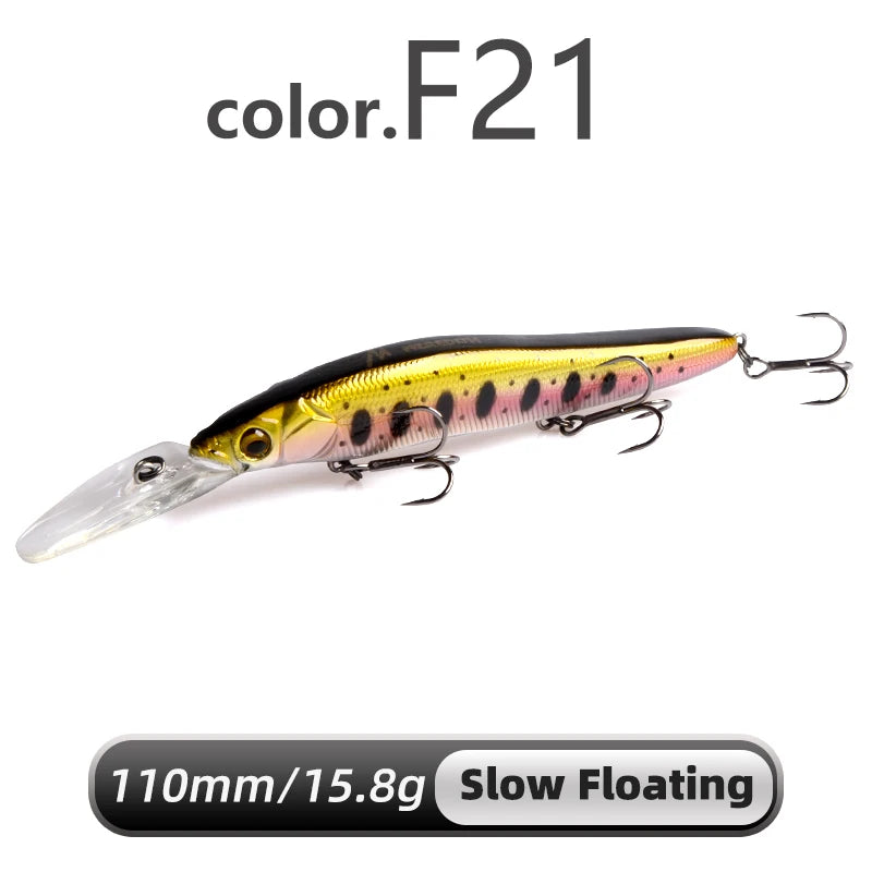 MEREDITH Minnow Wobbler Fishing Lures 110mm Artificial Hard Bait Depth 0-3m bait Jerk Bass Pike Baits Slow Sinking or Flaoting