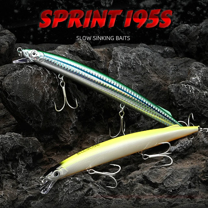 ALLBLUE SPRINT 195S Sinking Minnow Longcast Jerkbait Fishing Lure 195mm 35G Off Shore Saltwater Sea Bass Artificial Bait Tackle