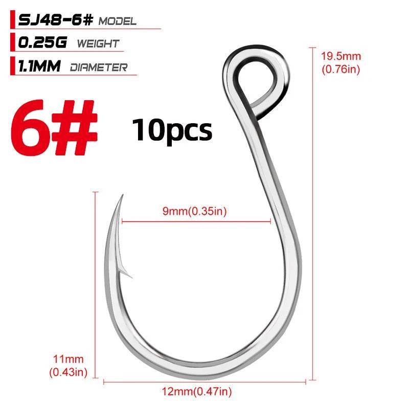 PROBEROS 20pcs Seawater Inline Big Eye Hooks - Fish & Cheaps | Fishing & Outdoor Gear