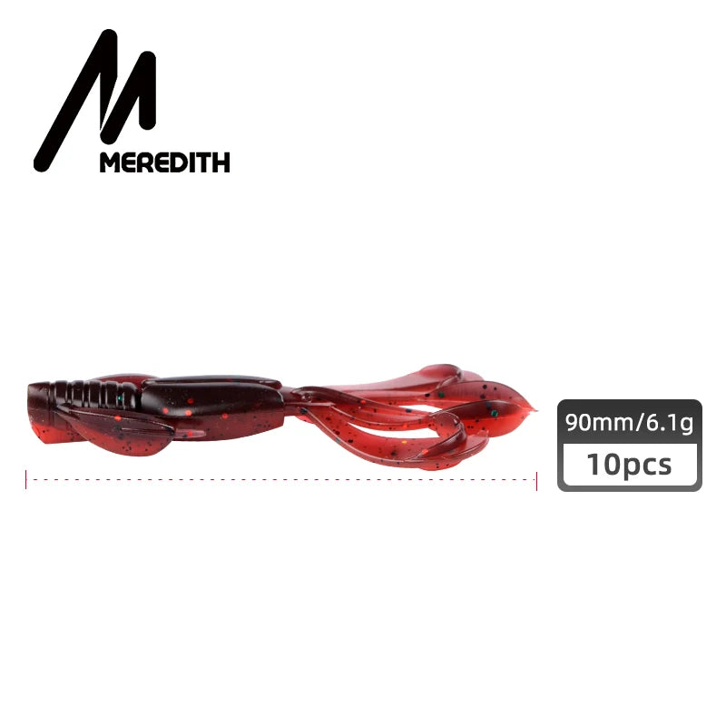 MEREDITH Fishing Lures Crazy Flapper 90mm/6.1g 10pc/Lot Craws Soft Lures Fishing Soft Bait Shrimp Bass Bait Peche Gear