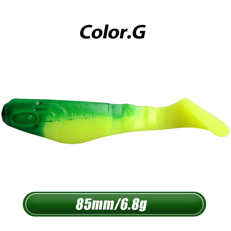 MEREDITH 8.5cm 6.8g 8pcs Set of 3 Predator Tackle Soft Plastic Jig Heads Pike Lures Fishing Soft Lures