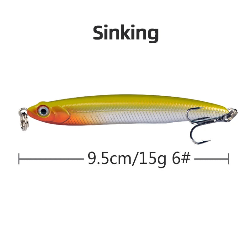 1pcs High Quality Thrill Stick Fishing Lure 8.1g 10g Sinking Pencil Long Casting Shad Minnow Artificial Bait Pike Lures
