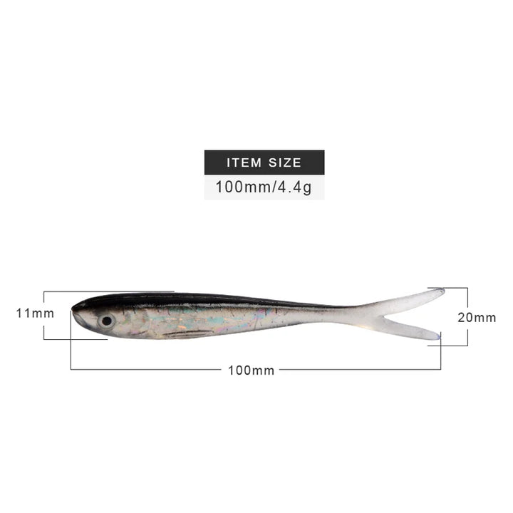 MEREDITH 5pcs 100mm 4.4g Saltwater Freshwater Fishing soft Lures Silicone Minnow Worms Wobblers Artificial Bait Bass Tackle Jigs