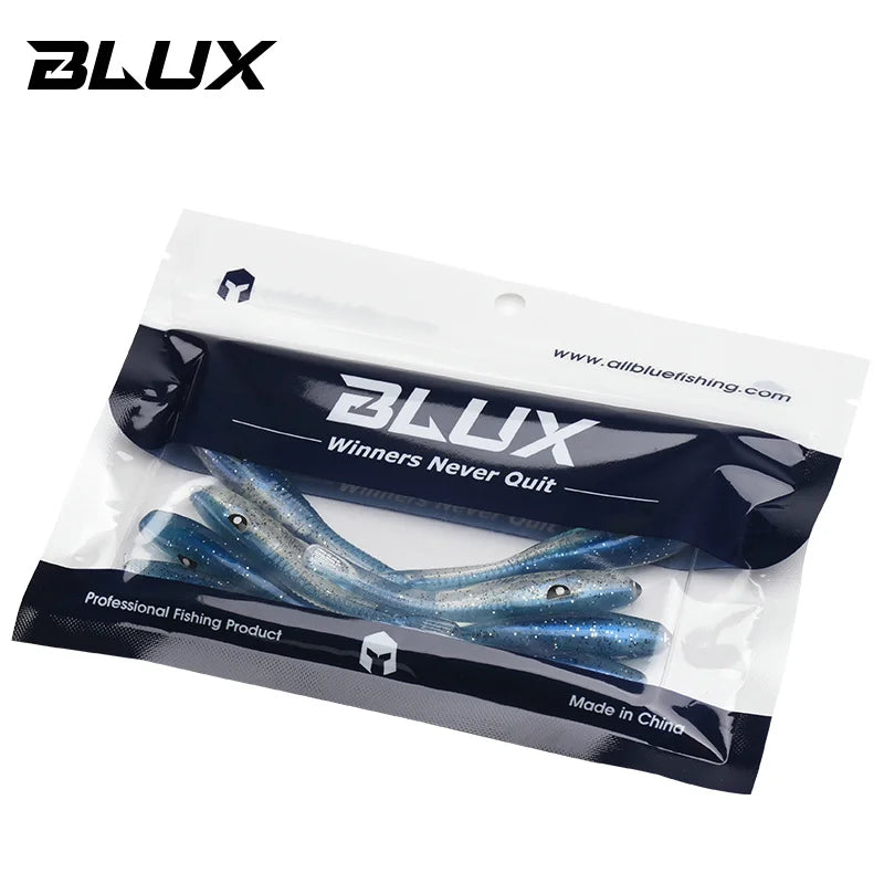 BLUX Crazy Eel 80mm 8pcs/bag Soft Fishing Lure Seabass Artificial Bait Silicone Worm Shad Needfish Saltwater Bass Fishing Tackle