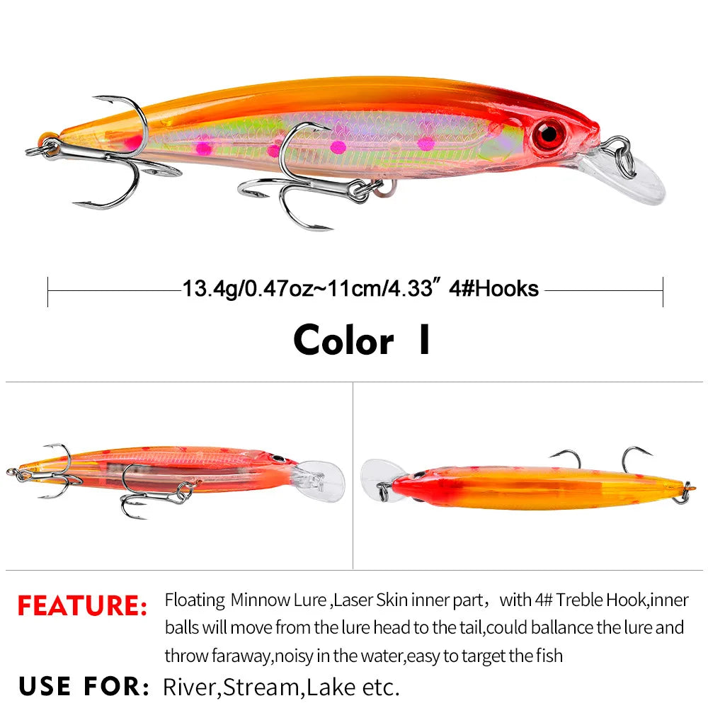 13.4g11cm Swimbaits Bass Big Fish Crankbaits Fishing Lure  Floating Depth: 0.6-1.8m Wobblers for Pike Minnow Lure Fishing Tackle