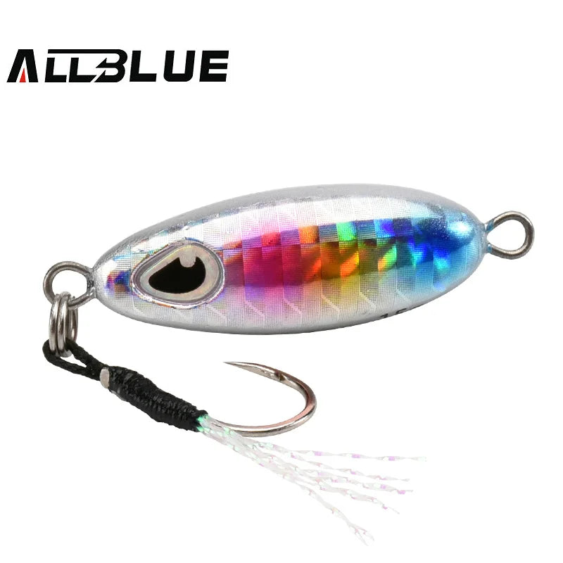 ALLBLUE Slow Drop 7G 10G 15G Micro Cast Metal Jig Shore Casting Jigging Spoon Saltwater Fishing Lure Artificial Bait Tackle