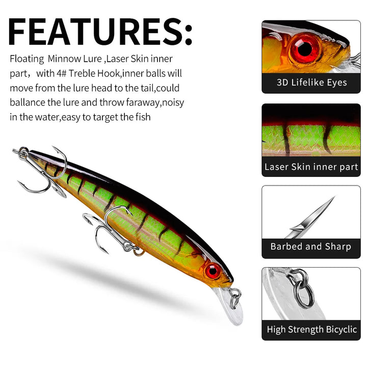 13.4g11cm Swimbaits Bass Big Fish Crankbaits Fishing Lure  Floating Depth: 0.6-1.8m Wobblers for Pike Minnow Lure Fishing Tackle